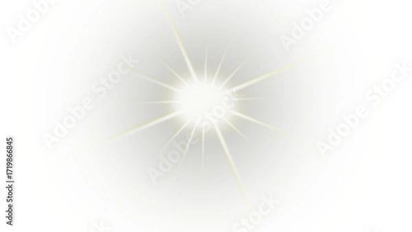 Fototapeta Bright White Light Burst with Glowing Rays on Transparent Background – Radiant Sun Flare or Star Glow Effect for Highlight, Illumination, and Energy Design