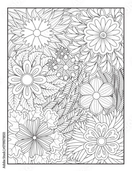 Fototapeta Zentangle Coloring Pages | Relaxing Stress Relief Coloring Book for Adults | Intricate Abstract Patterns.
