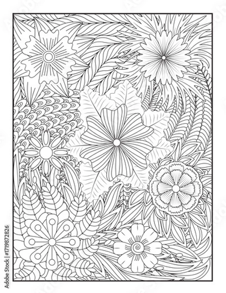 Fototapeta Zentangle Coloring Pages | Relaxing Stress Relief Coloring Book for Adults | Intricate Abstract Patterns.