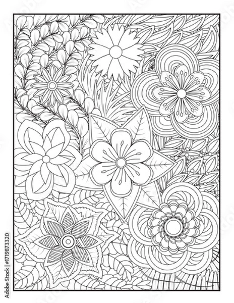 Fototapeta Zentangle Coloring Pages | Relaxing Stress Relief Coloring Book for Adults | Intricate Abstract Patterns.