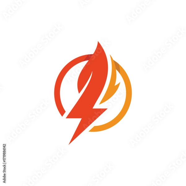 Obraz Lightning logo with creative modern fire combination