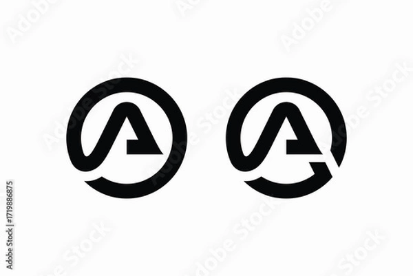 Obraz Letter A logo design in a circle with bold line art style