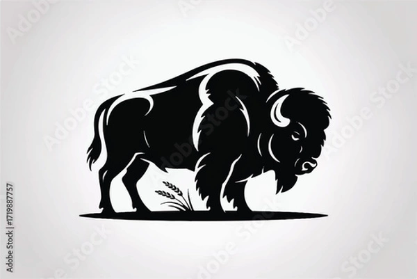 Obraz Bison Silhouette Vector — High-Quality Black Icon

