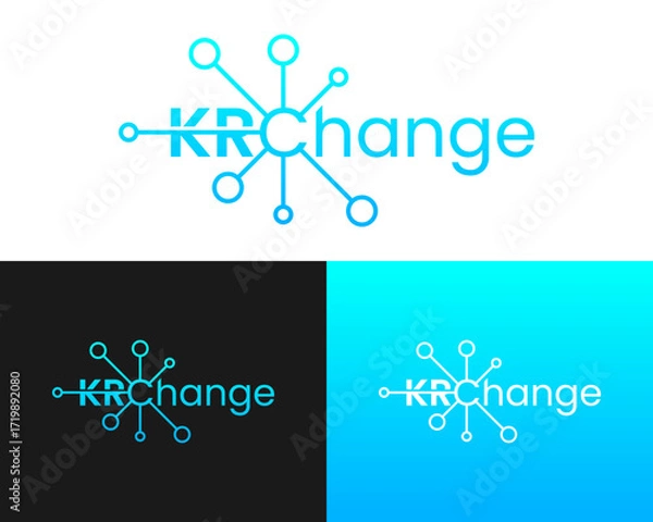 Fototapeta KR Change Tech-Inspired Logo with Networked Connectivity