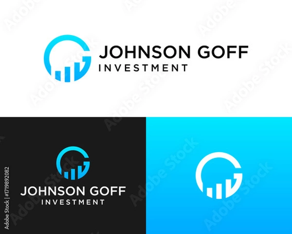 Fototapeta Logo design about JG monogram letters and investment company graphics.

