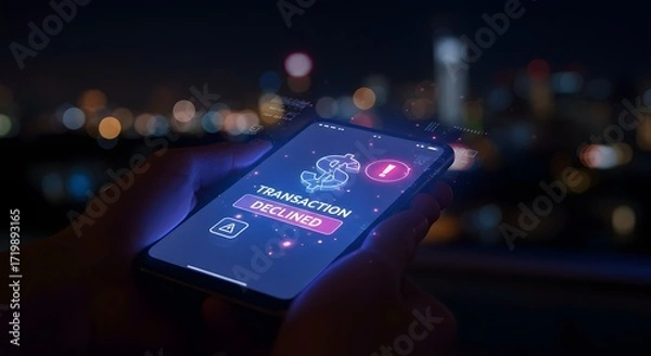 Fototapeta Smartphone Transaction Declined Notification with Dollar Sign and Exclamation Mark