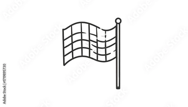 Fototapeta Simple black line drawing of a checkered flag