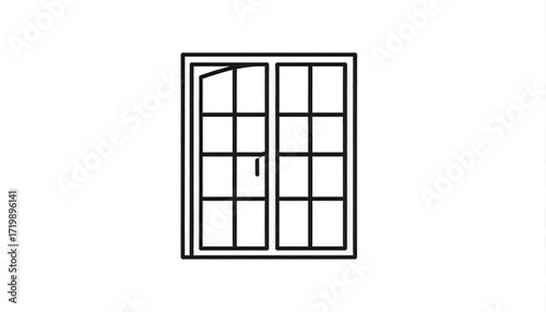 Fototapeta Simple black line drawing of a window
