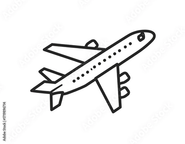 Fototapeta Simple black outline drawing of an airplane
