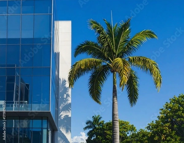 Obraz Modern building with palm tree