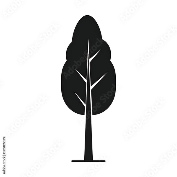 Fototapeta Simple black silhouette of a tree