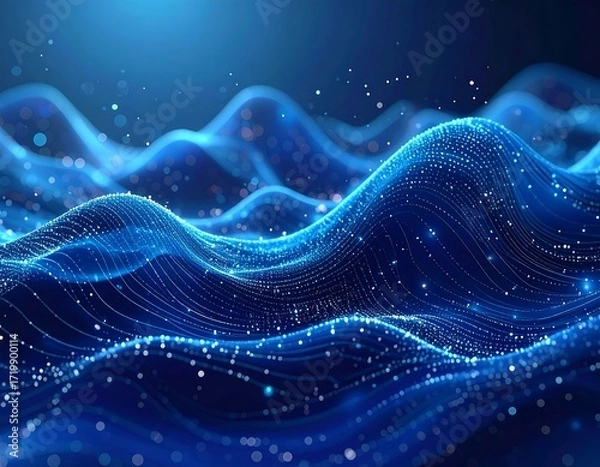 Fototapeta Abstract digital landscape of interconnected points and lines