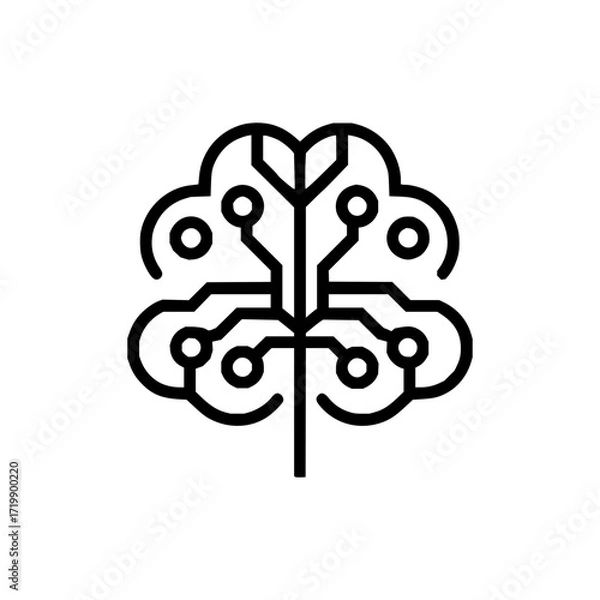 Fototapeta Stylized brain icon with circuit board design representing artificial intelligence and neural networks concept