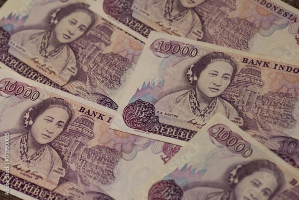 Fototapeta 10,000 rupiah Indonesian currency from 1985 with a picture of Kartini