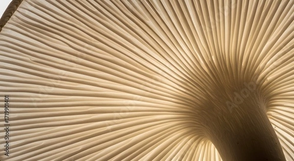 Fototapeta Macro Close-up of Mushroom Gills Showing a Radial Pattern