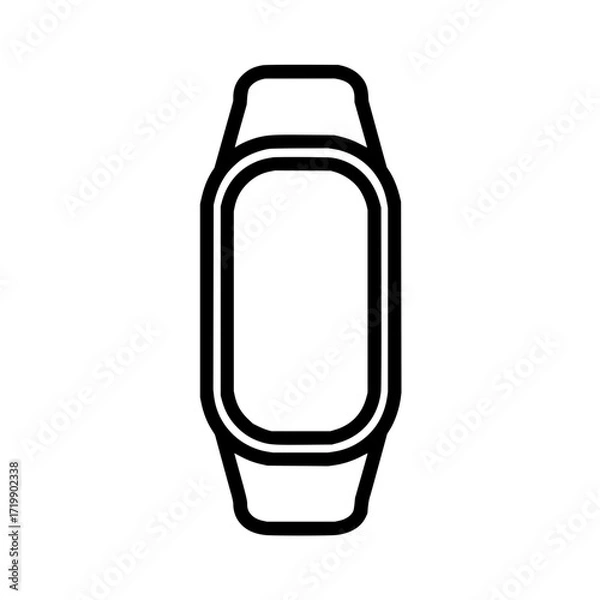 Fototapeta Illustration of a fitness tracker with a rectangular screen and a simple black outline design style