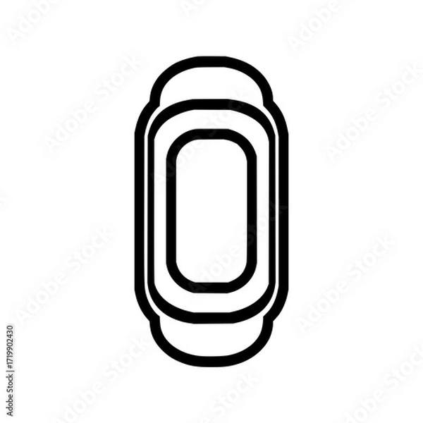 Fototapeta Outline illustration of a fitness tracker with a rounded rectangular display and band design isolated on white