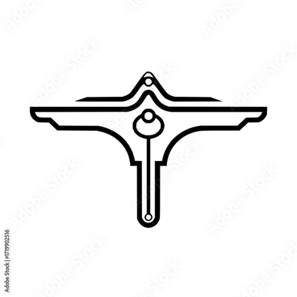 Fototapeta Abstract symmetrical design with a central circle and vertical line in black and white color scheme art