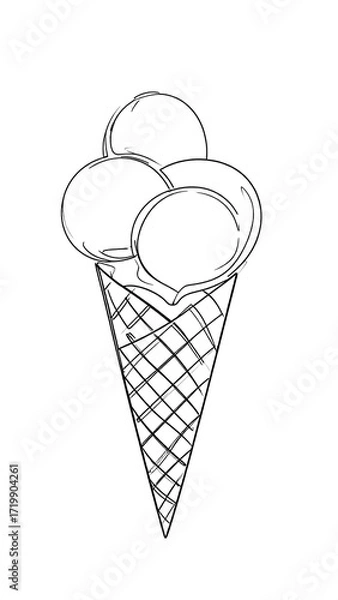 Fototapeta Simple ice cream cone drawing
