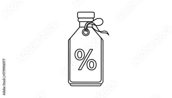 Fototapeta Simple line art of a bottle with a discount tag