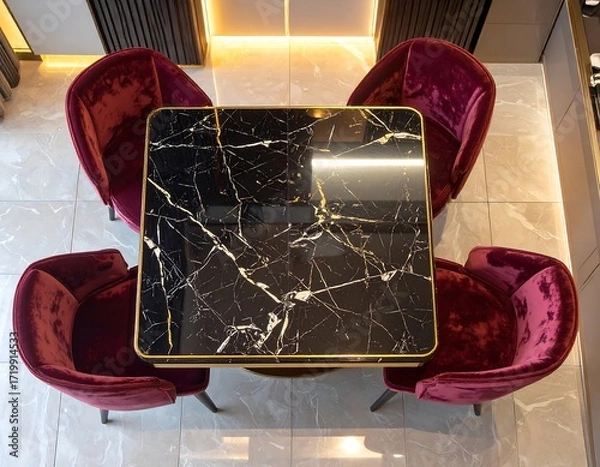 Obraz Modern dining set, overhead view