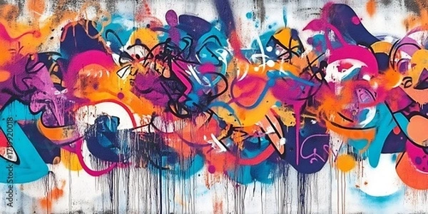 Fototapeta Vibrant abstract graffiti art with dripping paint and bold colors.