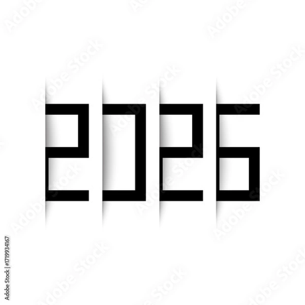 Fototapeta Year 2026 with shadow effect