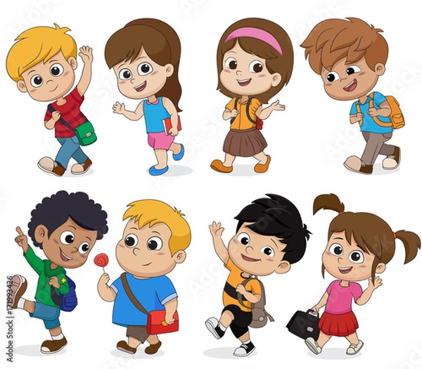 Obraz kid walking to school.back to school.