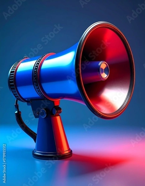 Fototapeta 3D rendered megaphone, vibrant colors