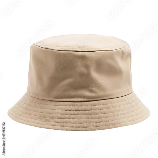 Fototapeta Khaki bucket hat isolated on transparent background, perfect for summer adventures isolated on background (PNG)