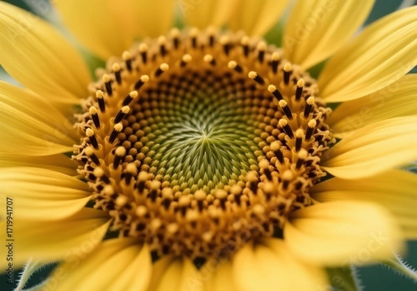 Fototapeta Macro photography, close-up of a sunflower flower in summer
