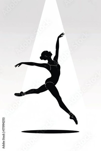 Obraz Dancer Ballet Pose Silhouette Vector — High-Quality Black Icon
