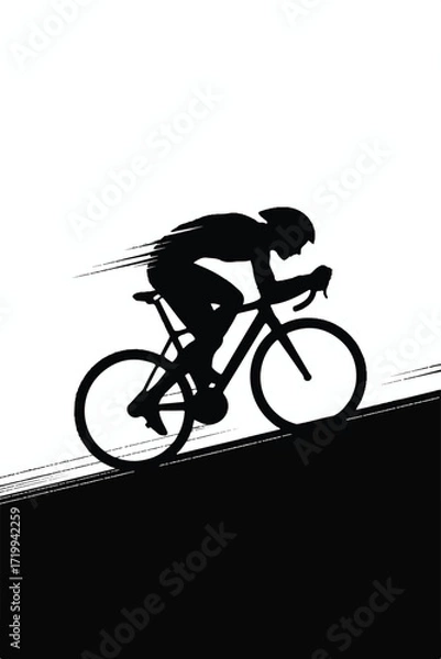 Obraz Cyclist Racing Silhouette Vector — High-Quality Black Icon