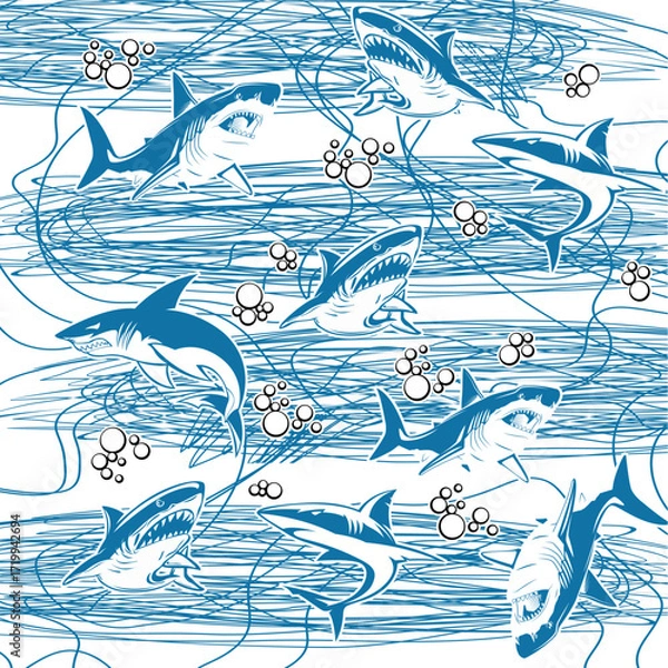 Obraz full screen shark vector desi...