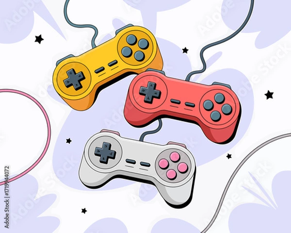 Fototapeta Charming illustration of three figures in a stylized scene