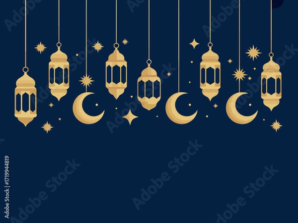 Fototapeta Decorative illustration of hanging lanterns with intricate details