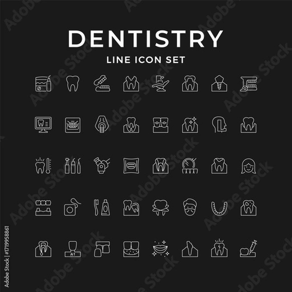 Fototapeta Set line icons of dentistry