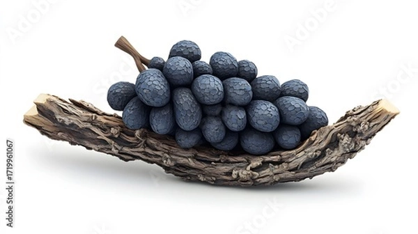 Fototapeta Bunch of Grapes Sculpture, Wood Carving, on White Background, Abstract Image, Texture, Pattern Background, Wallpaper, Smartphone Cover and Screen, PC, Laptop, 9:16 and 16:9 Format