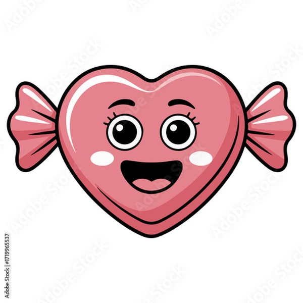 Fototapeta An adorable candy heart with a happy face