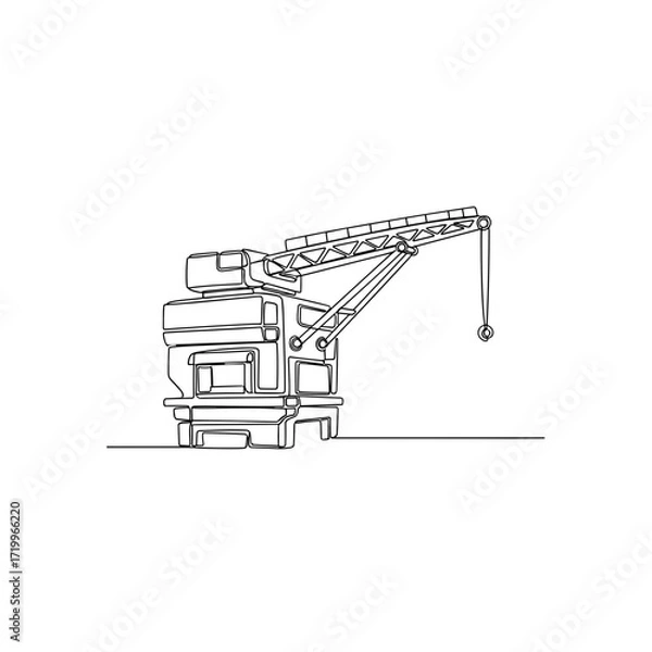 Fototapeta Industrial crane in continuous line drawing style