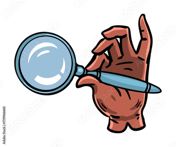 Obraz Hand holding magnifying glass isolated vector illustration