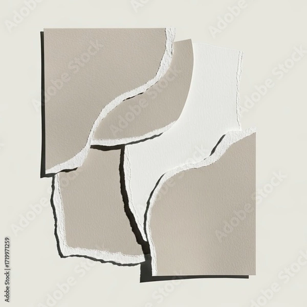 Fototapeta Abstract torn paper composition isolated on white background