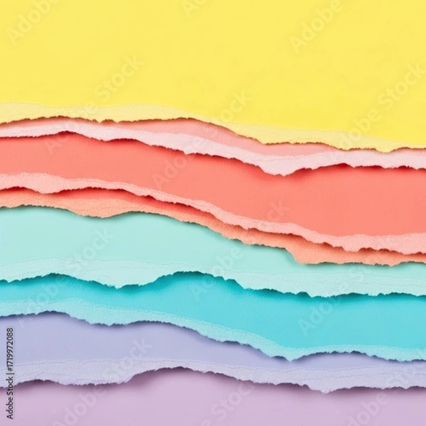 Fototapeta Colorful torn paper layers create a vibrant and playful background