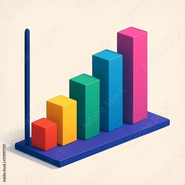 Fototapeta Colorful 3D Bar Graph Illustrating Growth