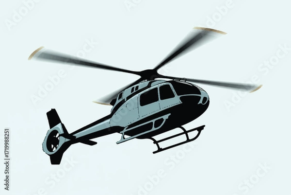 Obraz Helicopter Silhouette Vector — High-Quality Black Icon
