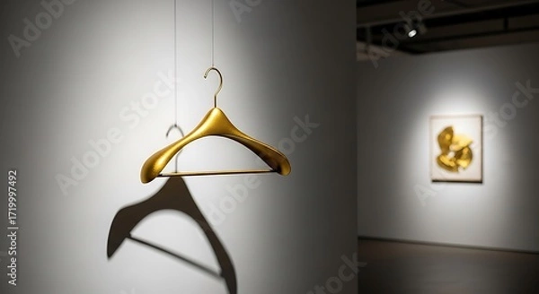 Fototapeta Golden Hanger and Abstract Art in a Gallery Exhibition
