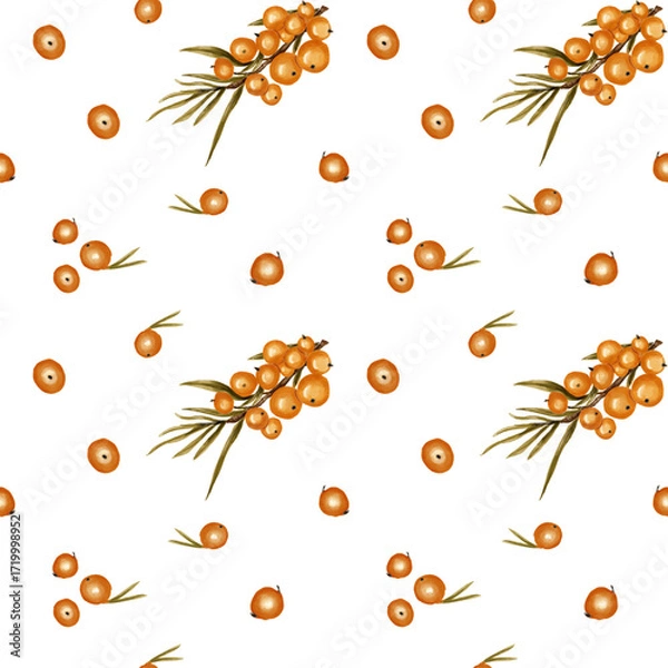 Obraz Sea Buckthorn Fruit Seamless Texture
