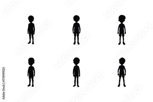 Fototapeta Boy Standing Pose Silhouette, Young Man Standing Silhouette, Male Full Body Standing Silhouette, Casual Boy Standing Silhouette, Side View Boy Silhouette