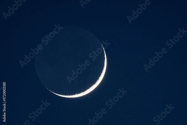 Fototapeta 薄く光る三日月の夜