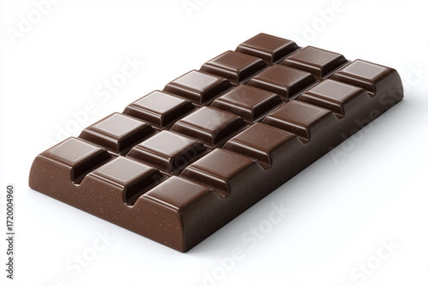 Obraz A bar of chocolate, 3D render, isolated on a white background.
